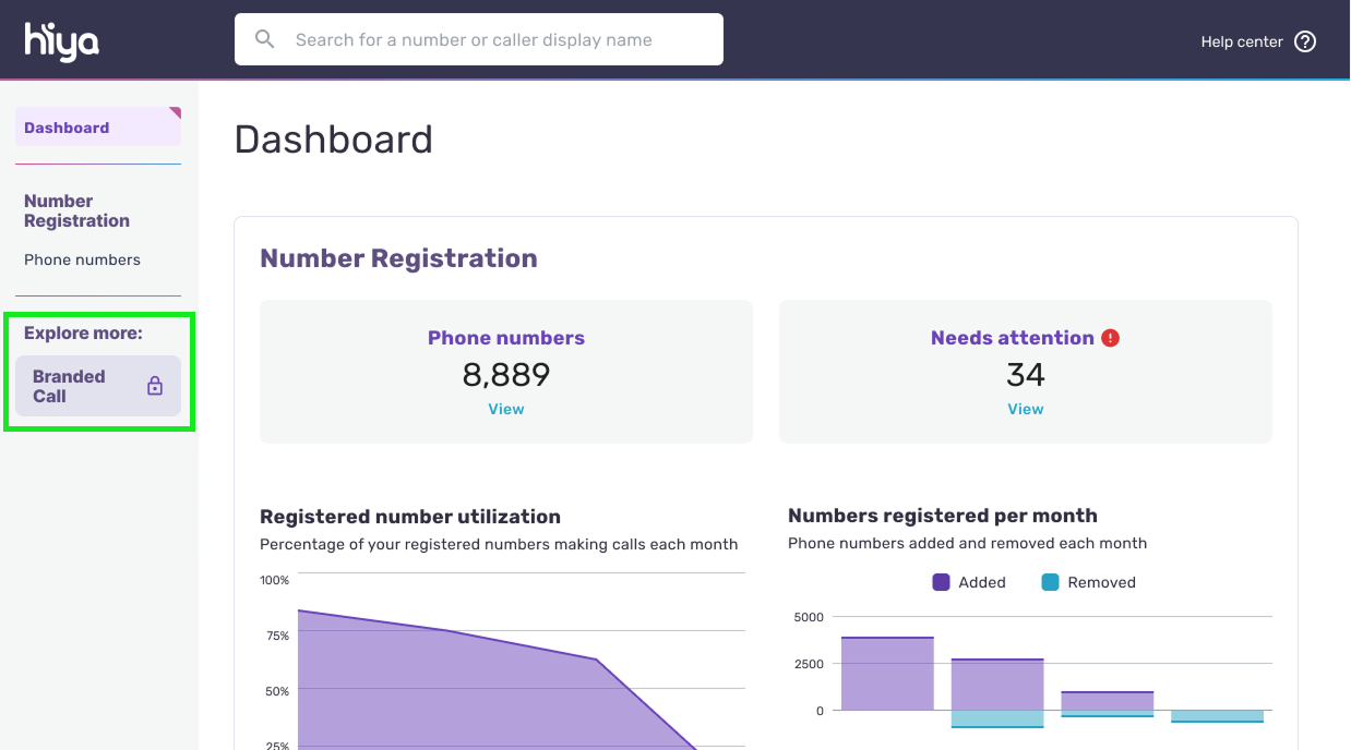 Hiya-registration-console-view-highlighting-Branded-Call (1)
