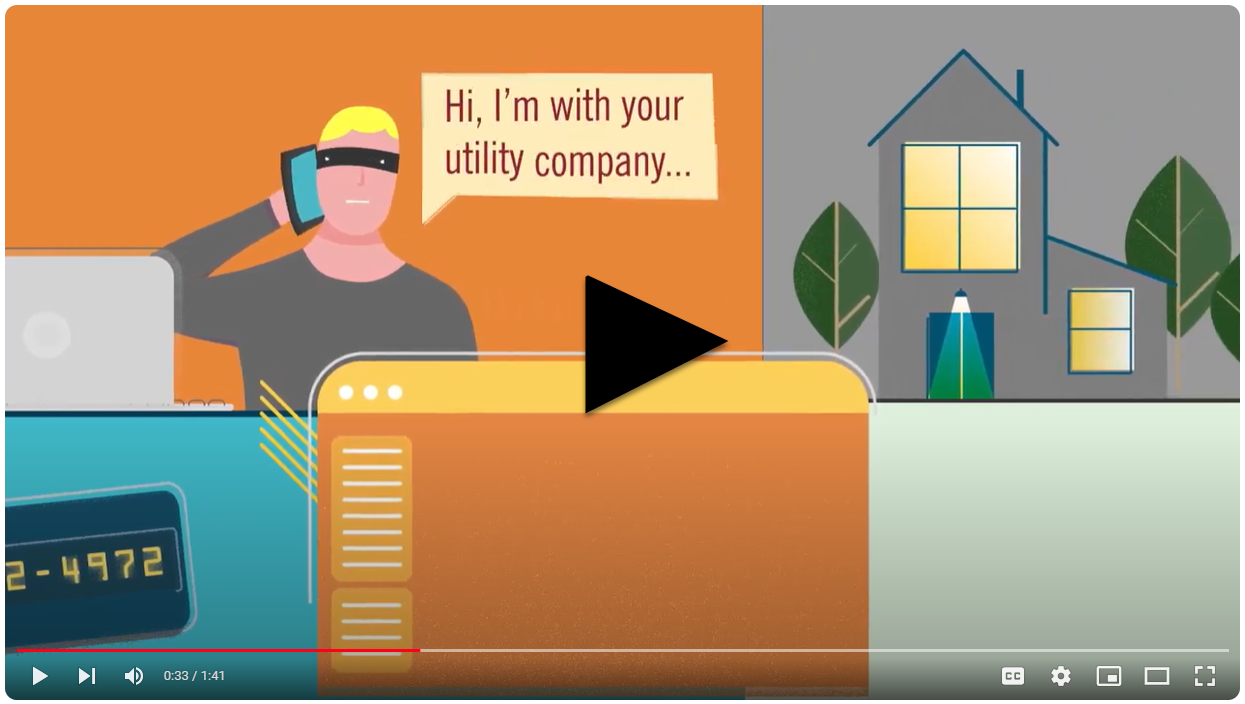 Youtube video from Utilities United Against Scams w play triangle