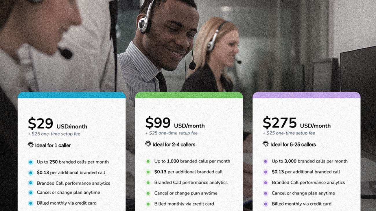 New Hiya Connect Branded Call pricing tiers for companies of all sizes